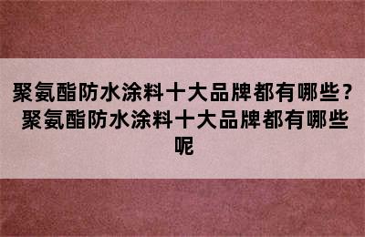 聚氨酯防水涂料十大品牌都有哪些？ 聚氨酯防水涂料十大品牌都有哪些呢